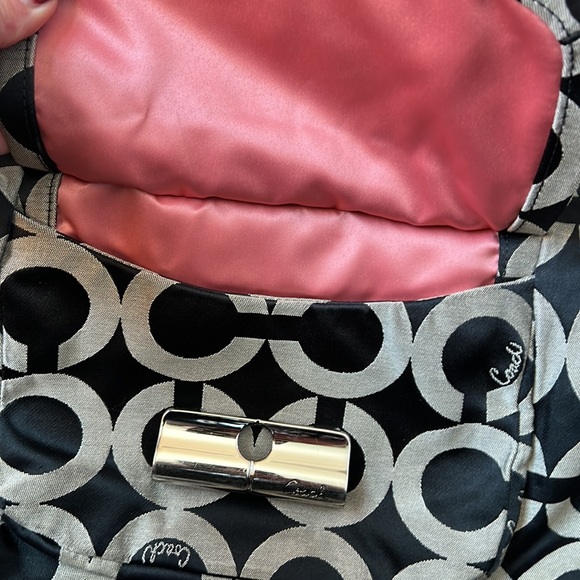 Authentic Coach purse, gentle use.  Inside looks more orange than pink - Picture 11 of 11